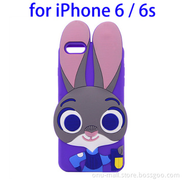 3D Cartoon Rabbit Judy Mobile Phone Silicone Case for iPhone 6S, Back Shell Rubber Cover for iPhone 6S